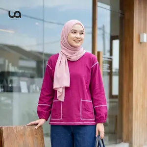 MADDELINE BLOUSE T-Shirt Tangan Panjang TWO POCKET KAOS ATASAN WANITA COTTON COMBED 24S  Lembut Basic