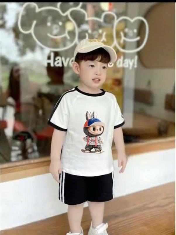 Sét bộ cộc tay chất cotton tisi in hình labubu cho bé trai từ 8-35kg (LD) 2