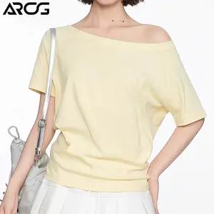 【ARCG】kaos pendek wanita kuning loose fit membuat langsing bergaya santai
