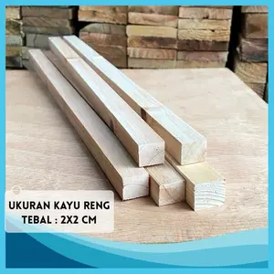 Stick Reng Kayu Jati Belanda ex palet sudah serut & amplas halus ukuran persegi 2 x 2 x 120CM tebal 2x2 cm