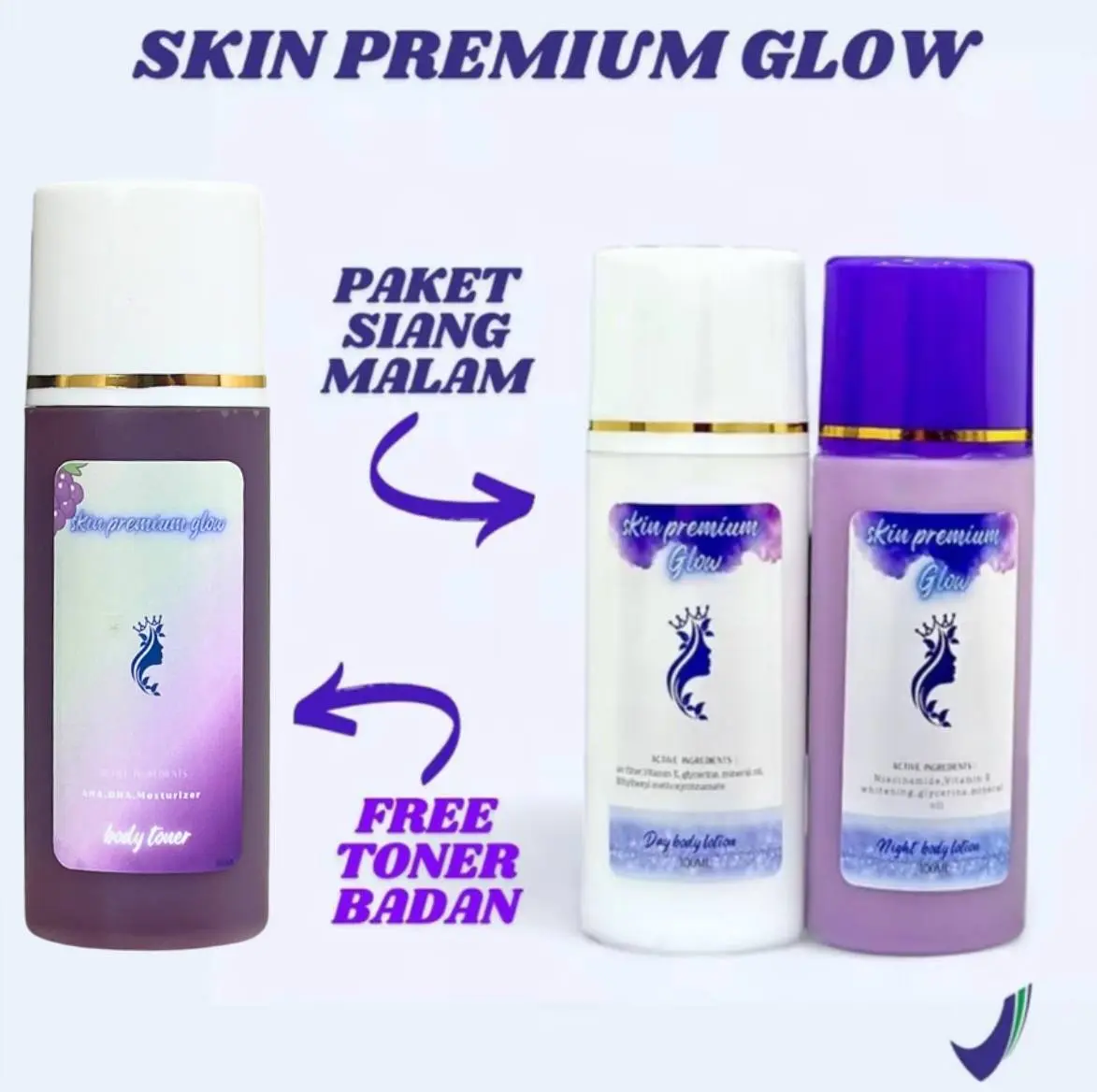 Lotion Paket HB Ungu Skin Premium Glow  dengan Vitamin Pelembab Body Creams & Lotions Pencerah Perawatan Niacinamide lotion handbody Tubuh Kering