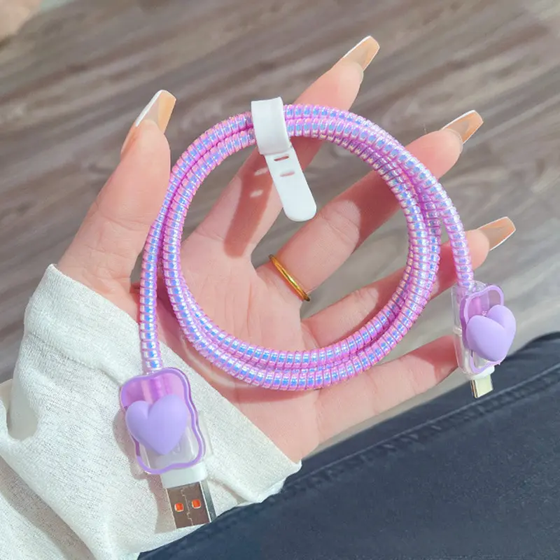 DS50 - 1 Set 4 Perlindungan Kabel Lucu Penutup Kartun Anti Terpecat Data Penutup Kabel Universal Untuk Iphone Samsung Xiaomi Oppo Huawei-FE 1
