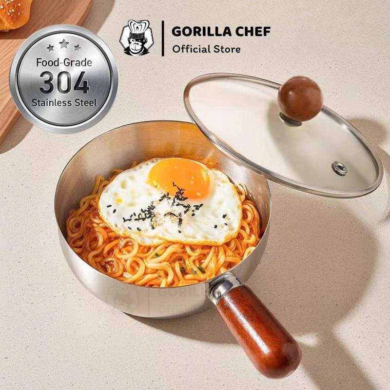 [Inox 304] Nồi mini 14cm cao cấp GORILLA CHEF phù hợp nấu 1 gói mì, luộc trứng, nấu cháo, sữa