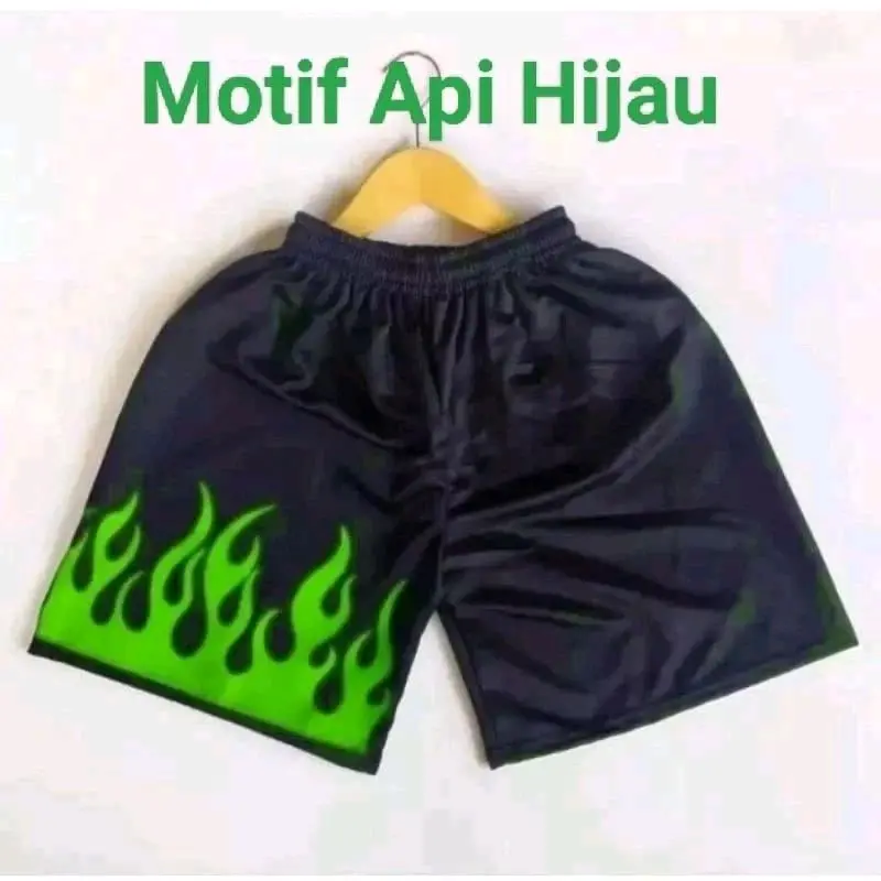 PAKET 3 PCS Celana pendek anak motif api pria wanita usia 7-15 tahun Fashion 1
