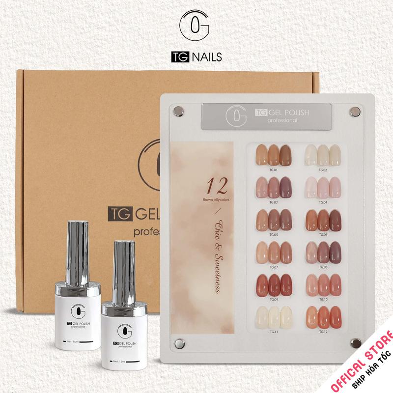 Set sơn gel 12 màu thạch đục Tone Nâu TG phong cách Hàn Quốc