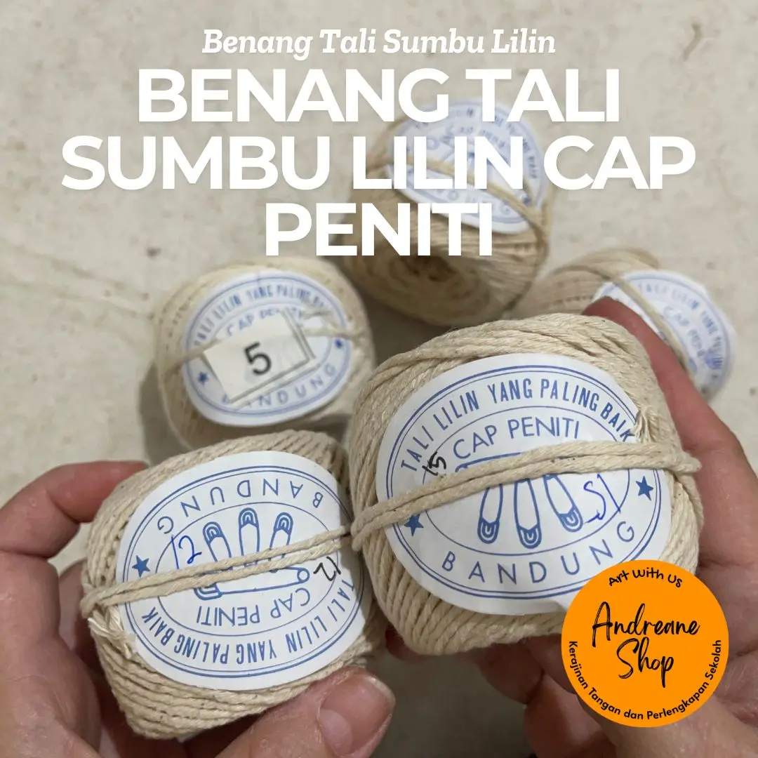 Benang Tali Sumbu Lilin Katun Cap Peniti | Ukuran No 5–15 | Benang Khusus Pembuatan Lilin
