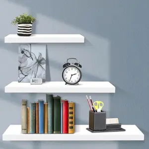 Rak Dinding Tempel 1 Set 3 Rak Hitam/ Putih Furniture Penyimpanan 20cm, 30cm, 40cm Desain Simpel Elegan Maksimalkan Ruang Cocok untuk Ruang Tamu Kamar Tidur atau Ruang Kerja