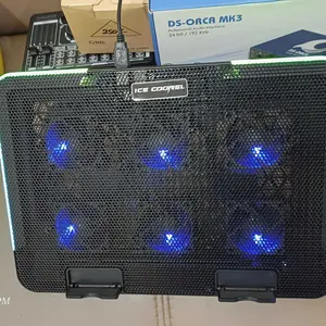 ErgoStand Dudukan Laptop & Bantalan Pendingin 6 Fans LED 14cm Internal Adjustable Height 9-17 Inci Kipas Senyap 15dBA Port USB 4+Mini USB 1 Karet Anti-Selip Aksesoris Komputer Besi Pad Computer