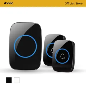 Avvic x CACAZI Wireless DoorBell Waterproof 1 Receiver 2 Transmitter Baterai Bel Black Pintu White Kotak