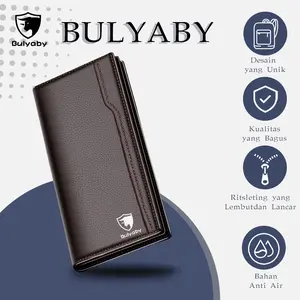 BULYABY Dompet Panjang Pria Kulit Berkualitas Tinggi Desain Korea Mode Kapasitas Besar Lipat Ganda Slot Kartu Kredit Cocok untuk Perjalanan Bisnis dan Rekreasi Pengiriman 24 Jam