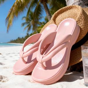 TOPSHARK chanclas de EVA para mujer, zapatillas de verano 2025 con suela gruesa que mejoran la altura para uso al aire libre, sandalias de playa