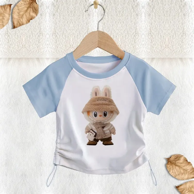 Kaos Anak Perempuan Labubu Model Pendek I - Baju Anak Perempuan Berbahan Katun Fashion 0