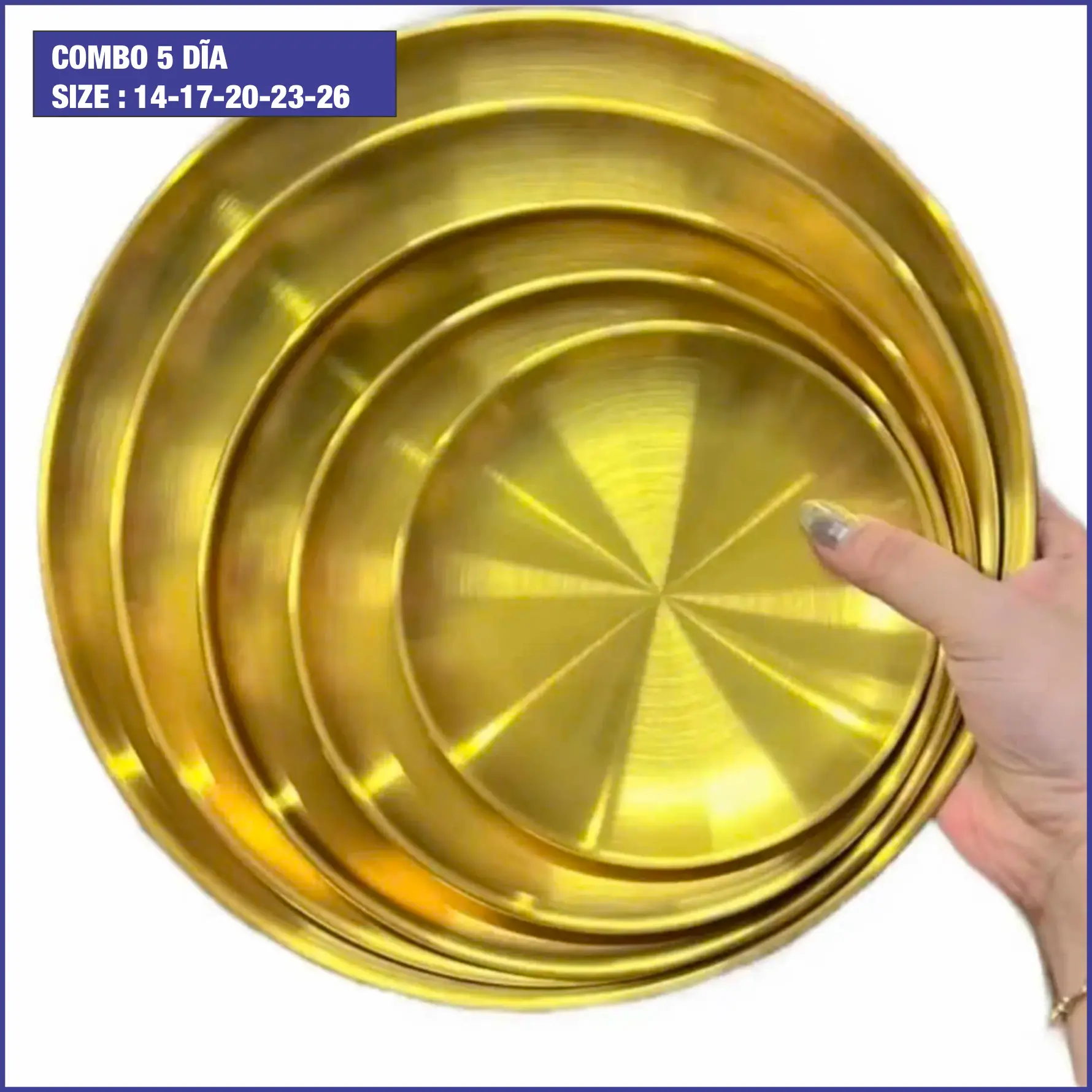 COMBO 5 DĨA mạ vàng siêu đẹp và sang - size : 14-17-20-23-26cm - dĩa đựng trái cây đẹp, mạ vàng trang trí