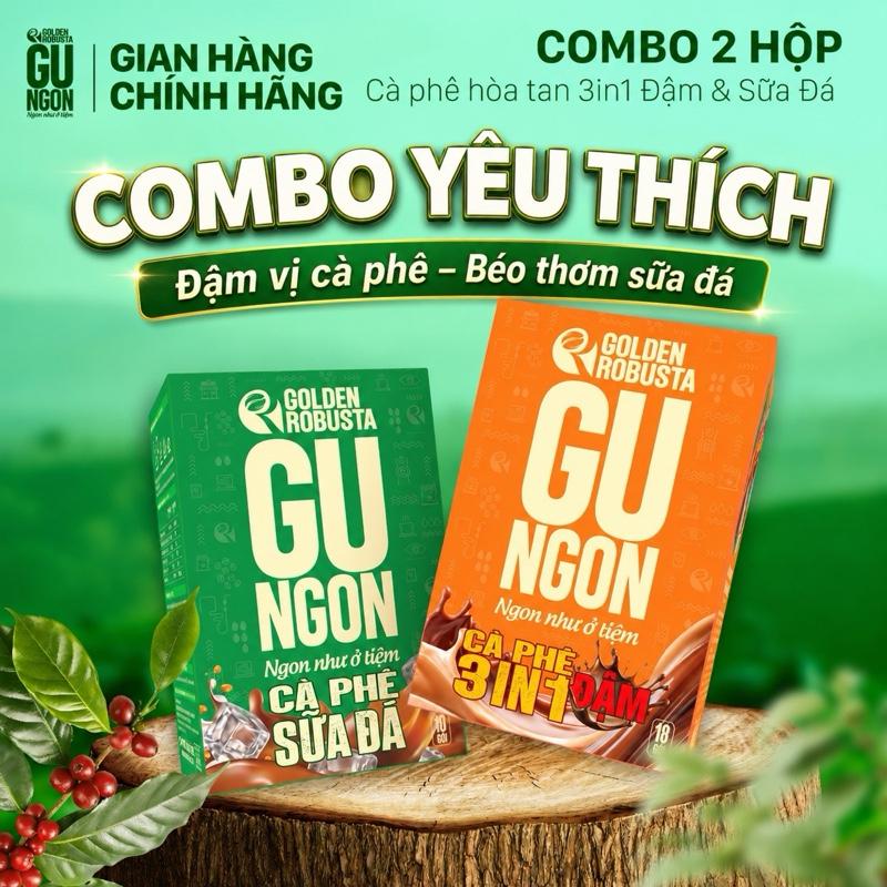 Combo 2 hộp BEST SELLER - Cà Phê Hòa Tan GU NGON (3in1 Đậm & Sữa Đá) - GU VỊ CÀ PHÊ SỮA ĐẬM ĐÀ