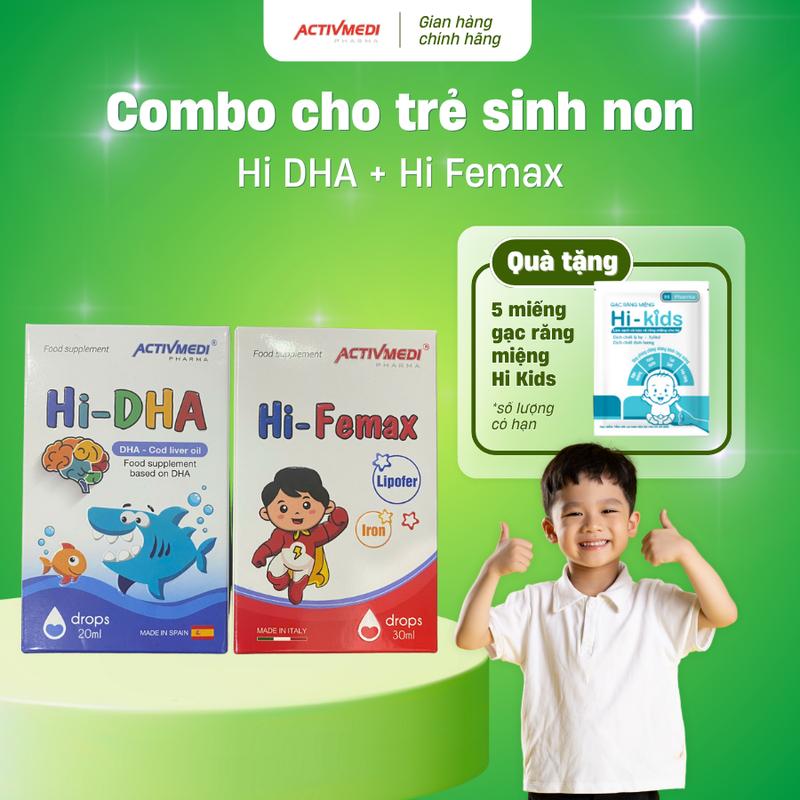 Combo Hi DHA và Hi Femax: bổ sung DHA và sắt cho trẻ sinh non, sinh thiếu tháng 1
