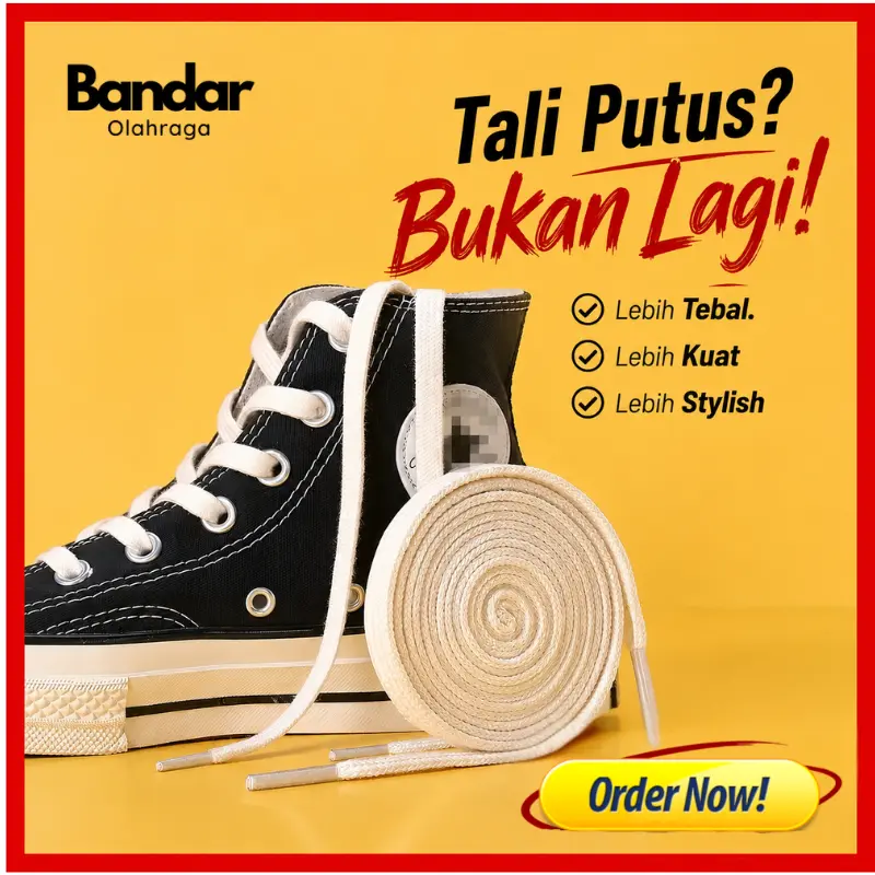 Tali Sepatu Hitam Premium Cotton | Premium Shoelaces Panjang 70-160cm