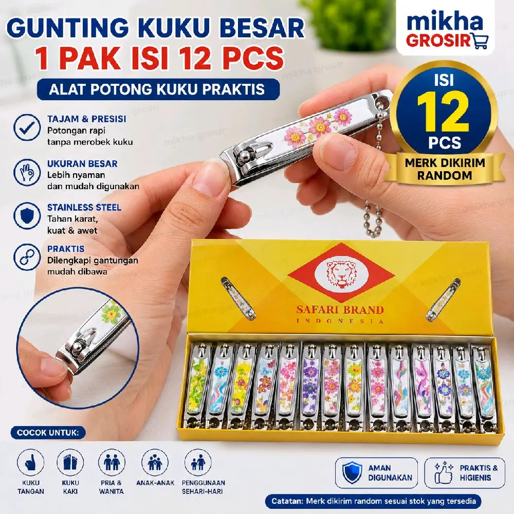 [1 pak] gunting kuku besar honaga safari brand isi 12 pcs grosir