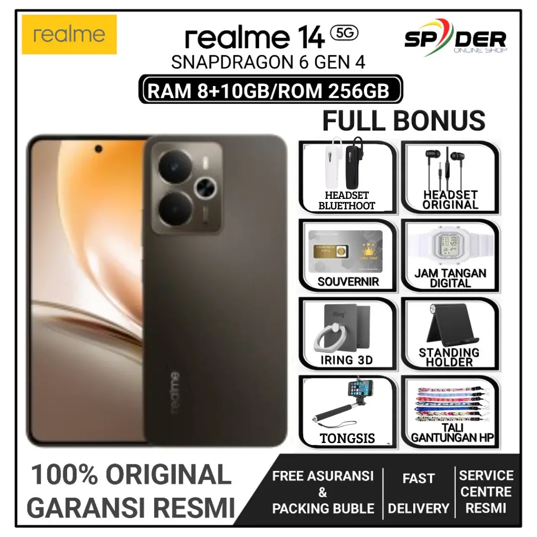 REALME 14 & RELAME 14T 5G RAM 8+10GB / ROM 128GB & 256GB GARANSI RESMI INDONESIA