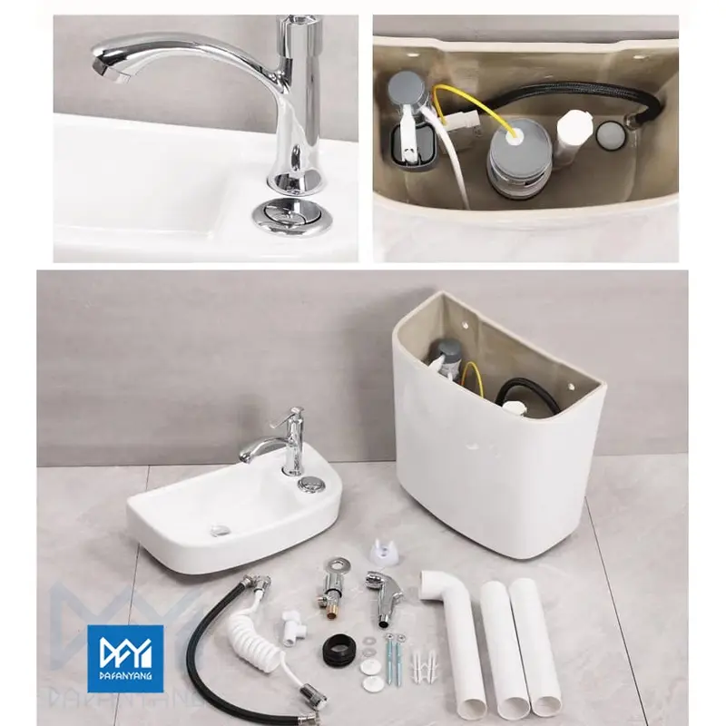 Kloset Jongkok Flush 1 Set Dengan Water tank Wastafel Keramik Model Terbaru | Toilet Jongkok Flush Water Tangki Wastafel Ceramic WC 4