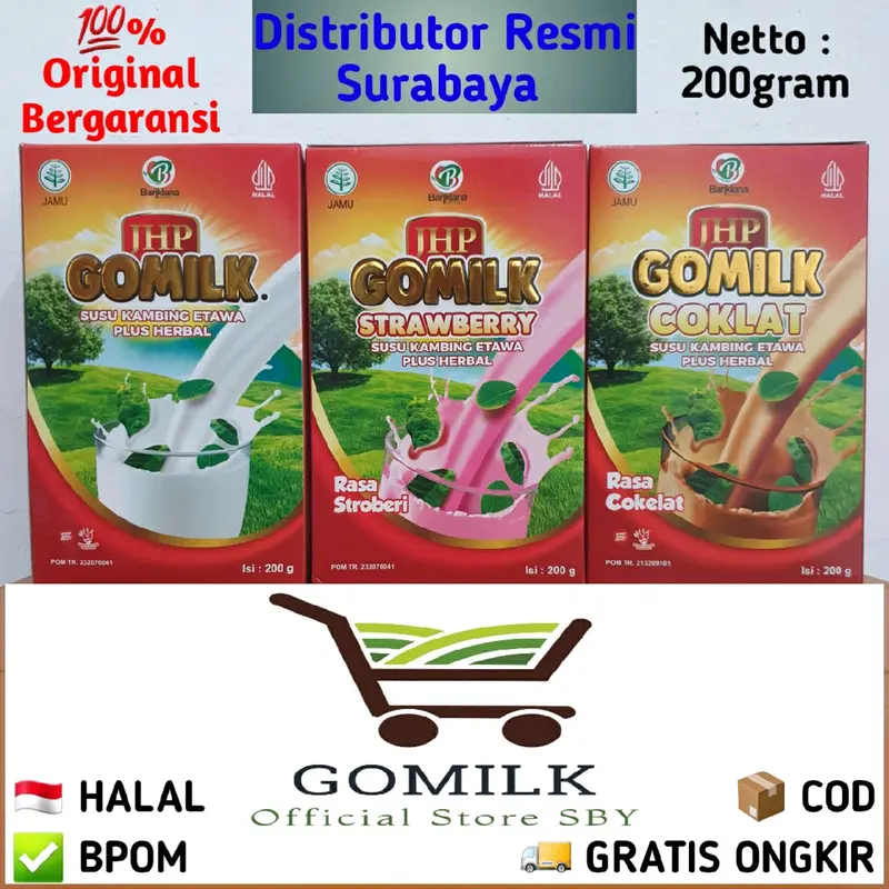 Gomilk Susu Kambing Etawa Bubuk 200gram- Distributor Resmi Surabaya - Original Bergaransi Dairy 0