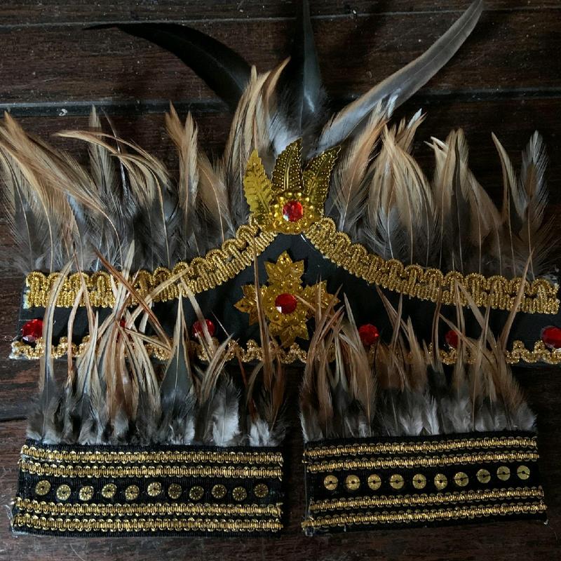 paketan mahkota gelang bulu adat papua dan dayak bisa dipakai untuk anak dan dewasa - cocok untuk semua acara 0