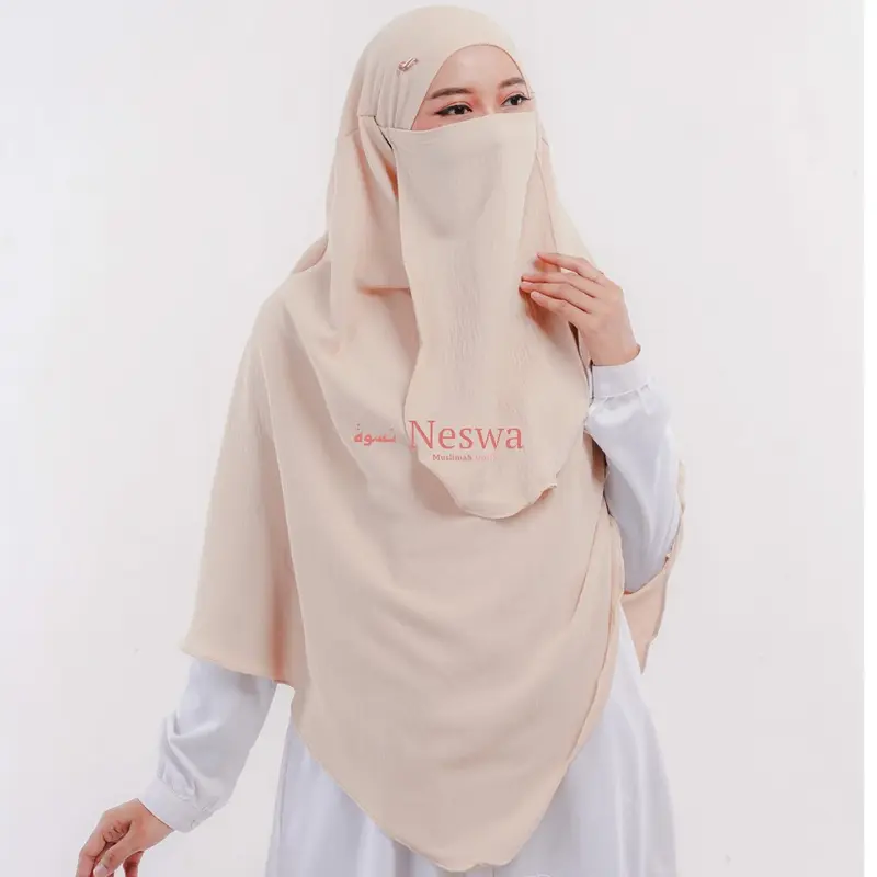 NESWA French Khimar Instan Free Cadar Tali Syari Crinkle Airflow Premium Instan Hijab Traveling FK Antem Panjang Cantik 7