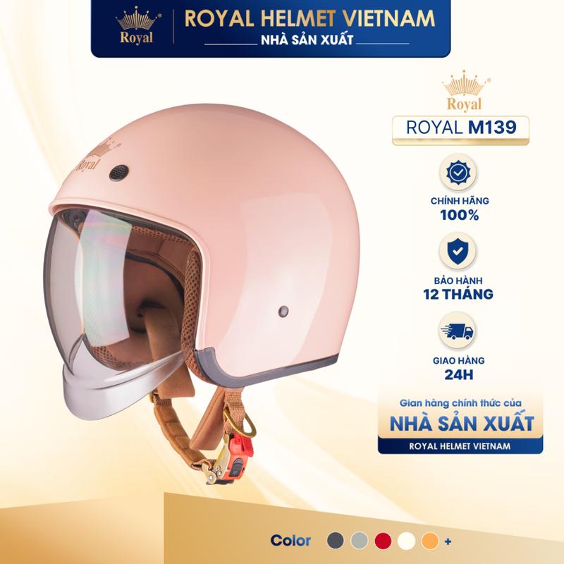 NHÀ SẢN XUẤT Mũ Bảo Hiểm 3 4 Royal M139 có Kính Âm Chính Hãng nón Bảo Hiểm Kính Trà Chống Chói Chống UV | Trực tiếp từ NSX