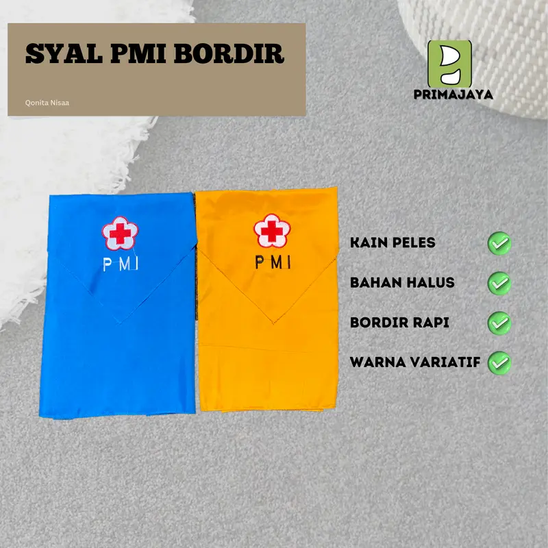 Slayer syal PMI/PMR bordir untuk mula madya dan wira Biru Hijau 0
