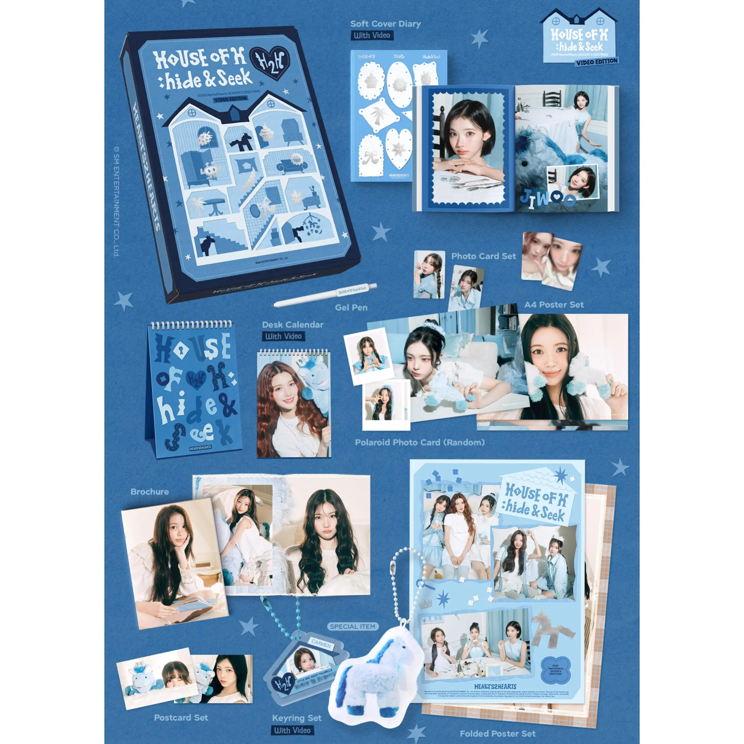 Heart2Hearts H2H Season's Greetings 2026 'House of H : Hide & Seek' SHARING Photocard A4 Poster dan Postcard set season greeting Heart2Hearts H2H Season's Greetings 2026 'House of H : Hide & Seek' SHARING Photocard A4 Poster dan Postcard set season greeting