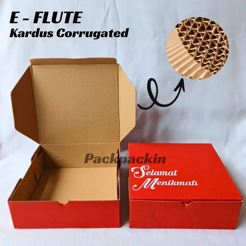 BOX KOTAK NASI SEKALIPAKAI UNTUK HAJATAN WARNA MERAH UKURAN 20 CM BAHAN  E - FLUTE 1