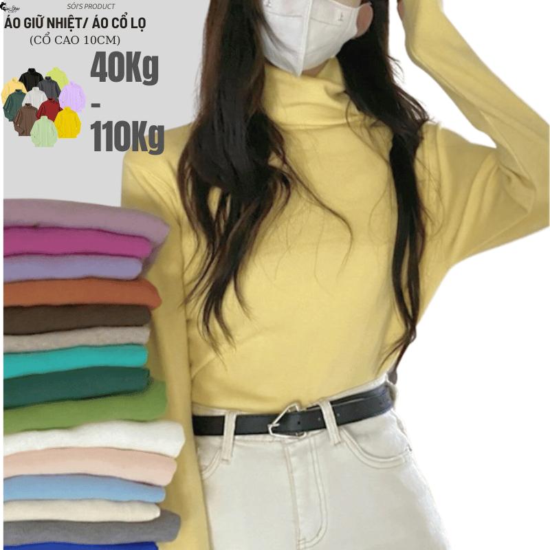 40-110KG Áo Thun Cổ Lọ BIGSIZE Cổ Cao 10p Áo Giữ Nhiệt Tay Dài Thun Gân Dày Dặn Giữ Ấm Béo Tròn Top Nữ Women lovito nữ Cổ Tròn Đen