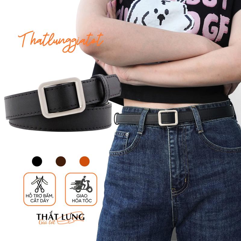 Thắt lưng nữ Ulzzang chữ nhật, tròn không lỗ 2.3cm - Dây nịt học sinh bản nhỏ TL006 - Thắt Lưng Giá Tốt