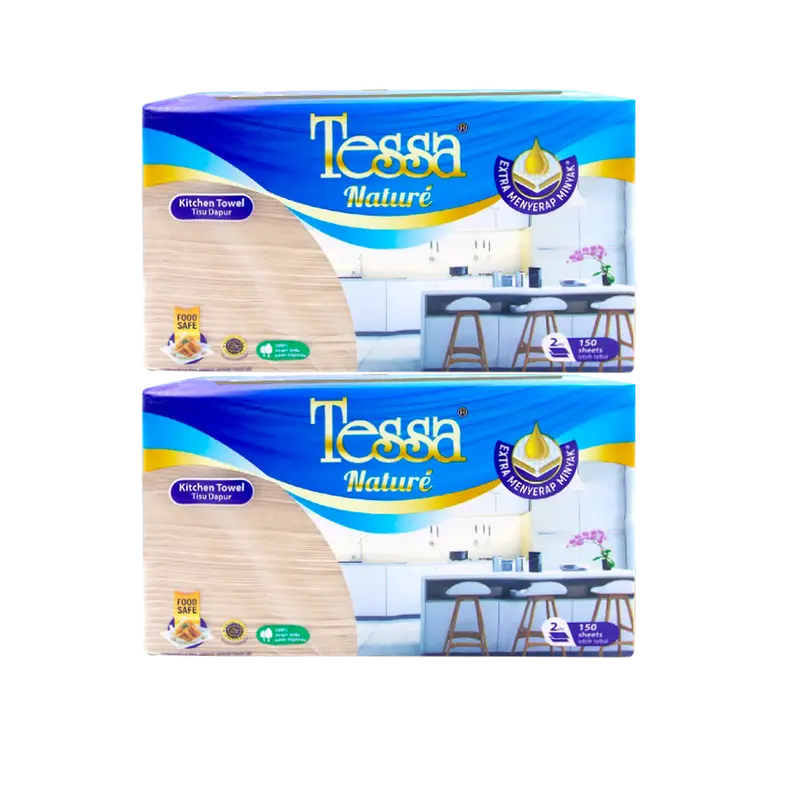 ( Paket 2 PACK ) Tissue Tessa Kitchen Towel Nature Coklat Isi 150 Sheet - 2 Ply / Tisu Dapur Unbleached 150 Lembar 1