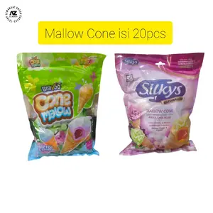 Silkys Bravo Mallow Cone Aneka Rasa isi 20pcs - Marshmallow Bentuk Ice Cream