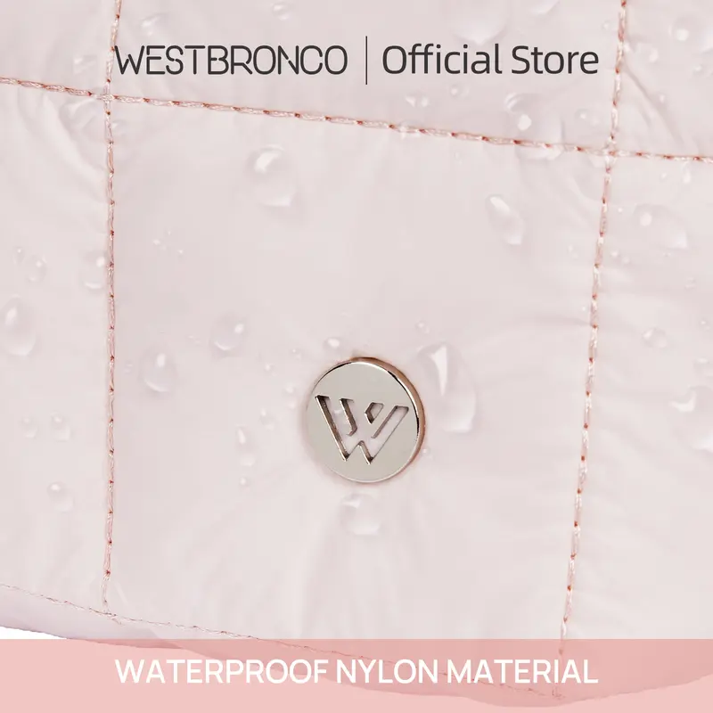 WESTBRONCO [PUFFER POMPOM BAG]  Tas Kecil Puffer Quilted Pompom Bag Selempang Wanita Nylon dengan Tali Adjustable Tas Bahu Fashionable 1