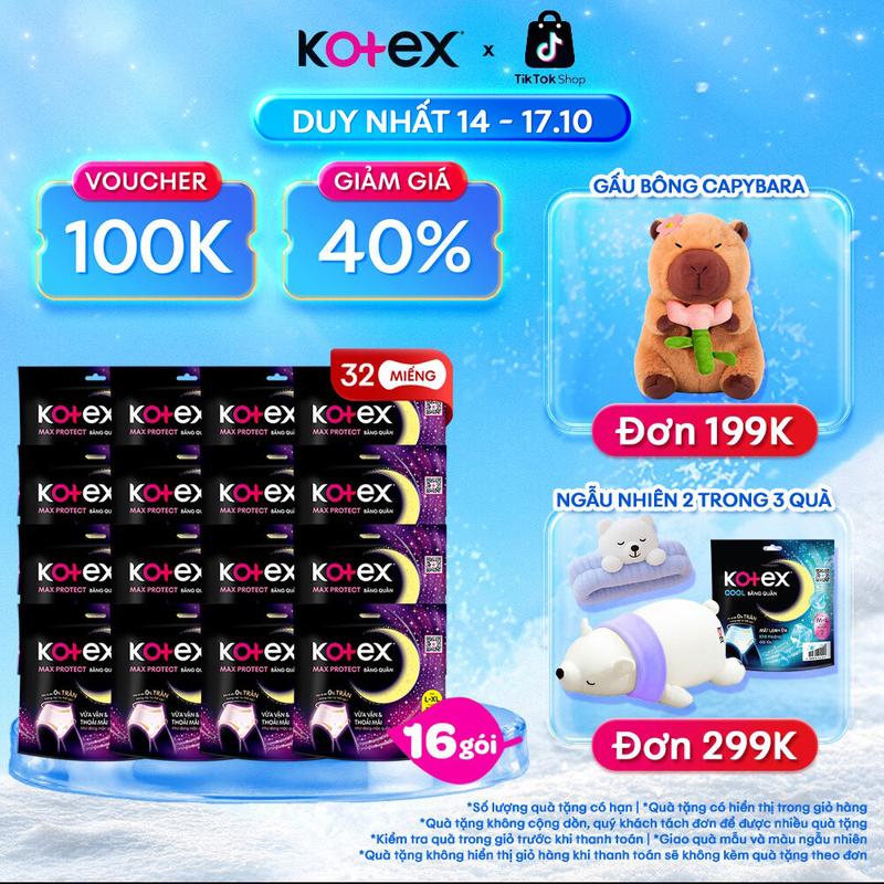 [Creator] Thùng 16 gói (size L/XL) BVS Kotex Ban Đêm Dạng Quần 2 miếng [Bao bì thay đổi theo từng đợt nhập hàng]