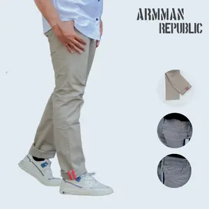 CELANA CHINOS PANJANG PRIA KANVAS PREMIUM SAKU TEMPEL SIZE 28-45 - ARMMANREPUBLIC chino formal Kantor Casual Slim Fit Kerja