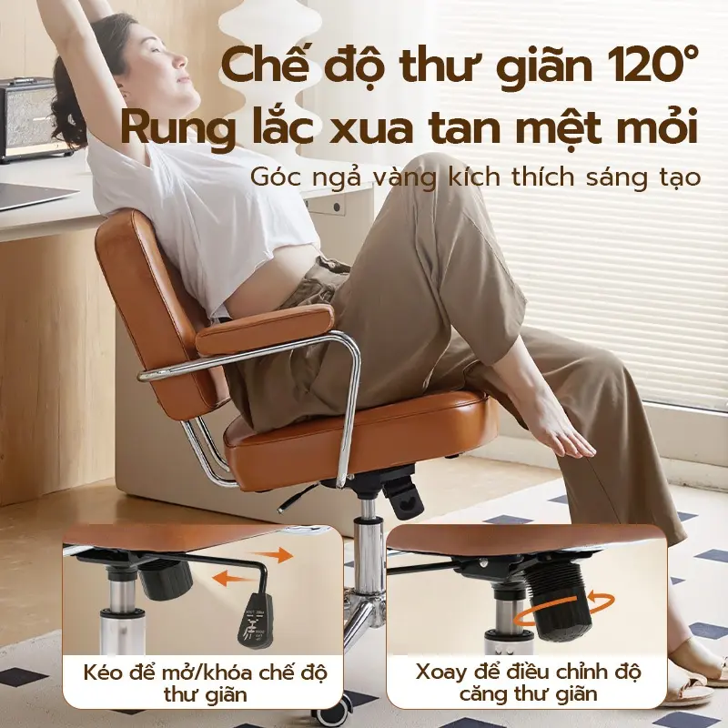 Ghế xoay văn phòng Xpanse 005 Da sáp chống nước chống trầy xước, Đệm ngồi latex êm ái | ghế làm việc |  ghế tựa lưng | BigBuy360 - bigbuy360.vn