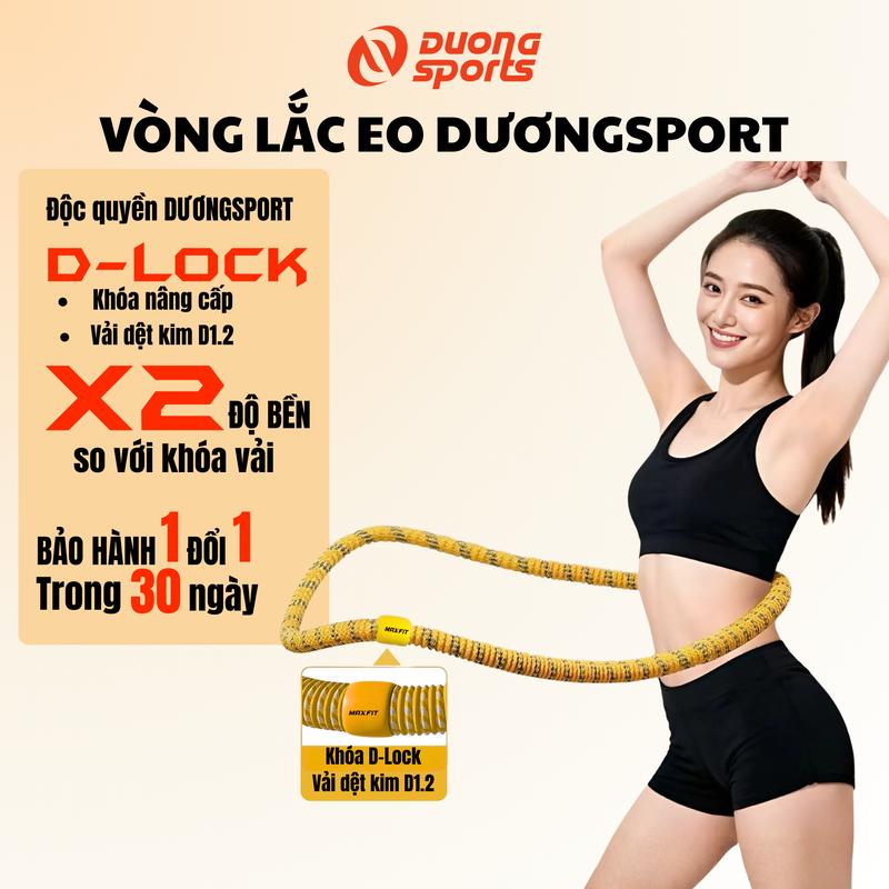 DƯƠNGSPORT Vòng Lắc Eo Lò Xo Bọc Vải Dày Cao Cấp D-Lock Kích Thước Linh Hoạt 60-100cm Trọng Lượng 1.5kg-1.8kg-2.3kgChất Liệu Thép Bọc Vải Mềm Mại Thoáng Khí