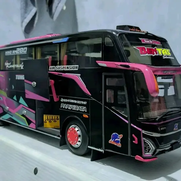 miniatur bus black pink jb5 telolet basuri full lampu leed Anak Hadiah Kado Toy 1