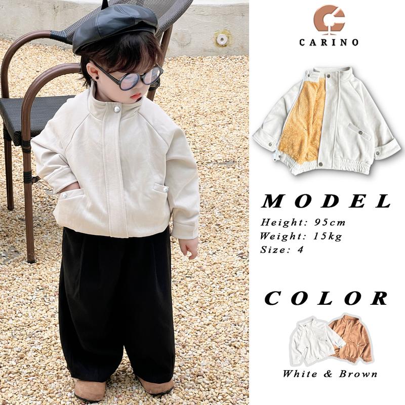  Áo khoác basic chất liệu da lộn lót lông ấm dễ phối đồ dành cho bé trai 7-25kg và <1m2 