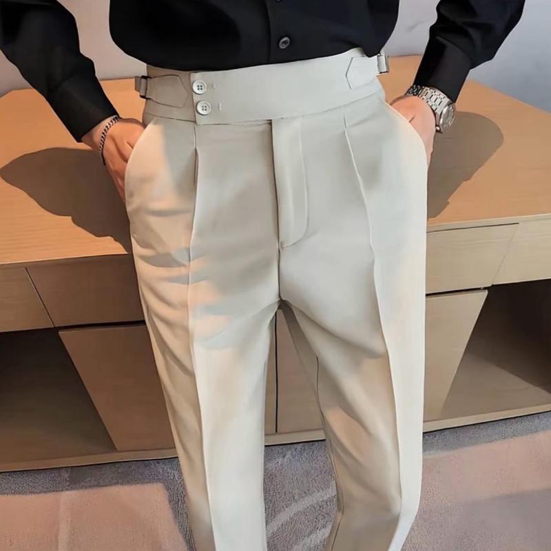 T93-Fashion Quần Âu Nam Cạp Cao 2 Khuy Điều Chỉnh Eo Form Đứng Co Giãn Chống Nhăn Vải Tăm Lỳ Cao Cấp Dễ Phối Đồ