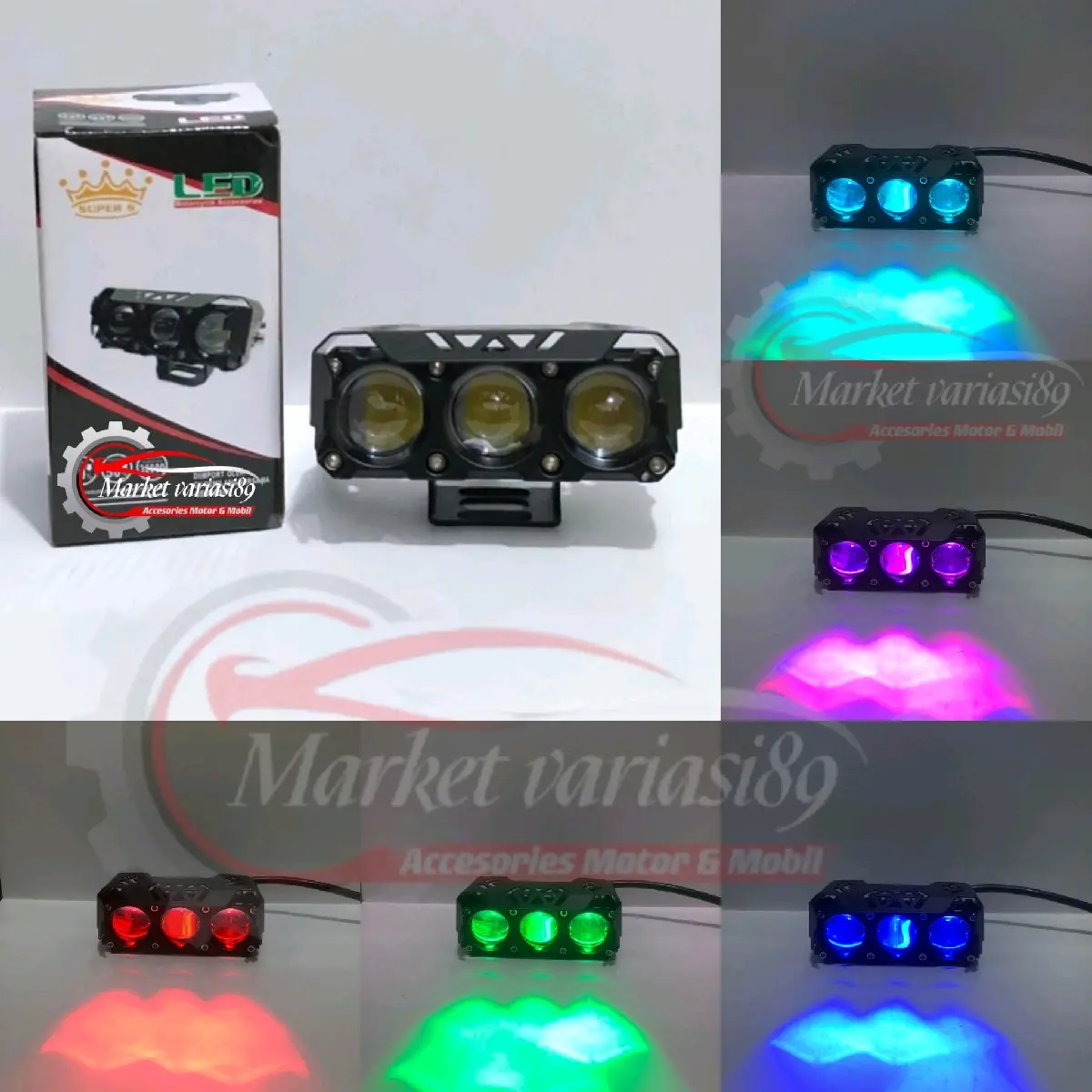 Lampu Tembak Laser LED SQL 3 Mata Mini D2 D3 Jauh Dekat Putih Kuning Plus Devil Waterproof