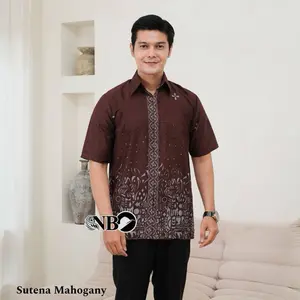 Baju koko pria terbaru lengan pendek kombinasi batik dan bordir