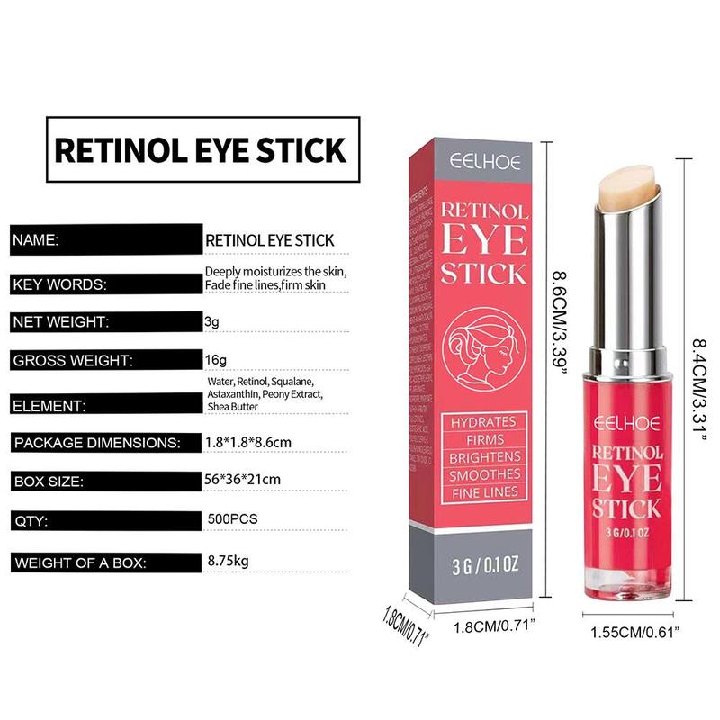 Product Introduction of EELHOE Krim Mata Retinol Stick 3g Perawatan Mata Melembabkan dan Melembabkan Mengencangkan Kulit Menghaluskan Garis Mata Mencerahkan Lingkaran Hitam dan Kantung Mata 30