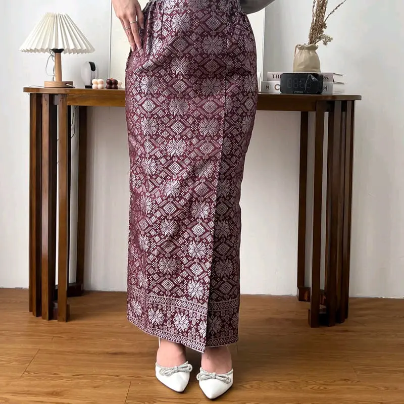 kain songket||bawahan kebaya|tenun songket span[songket span Tenun Mewah Hitam