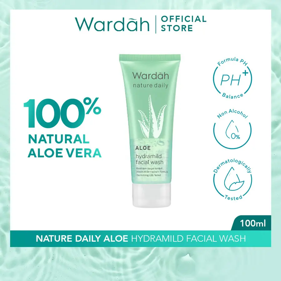 Wardah Nature Daily Aloe Hydramild Facial Wash - Gel pembersih wajah