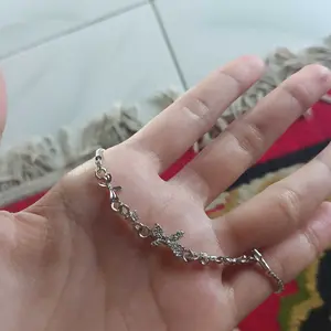 Gelang Serut Busur Zirkon Mengkilap Manis Wanita Gelang Perak Kristal Aesthetic Gelang Silver-coco_market