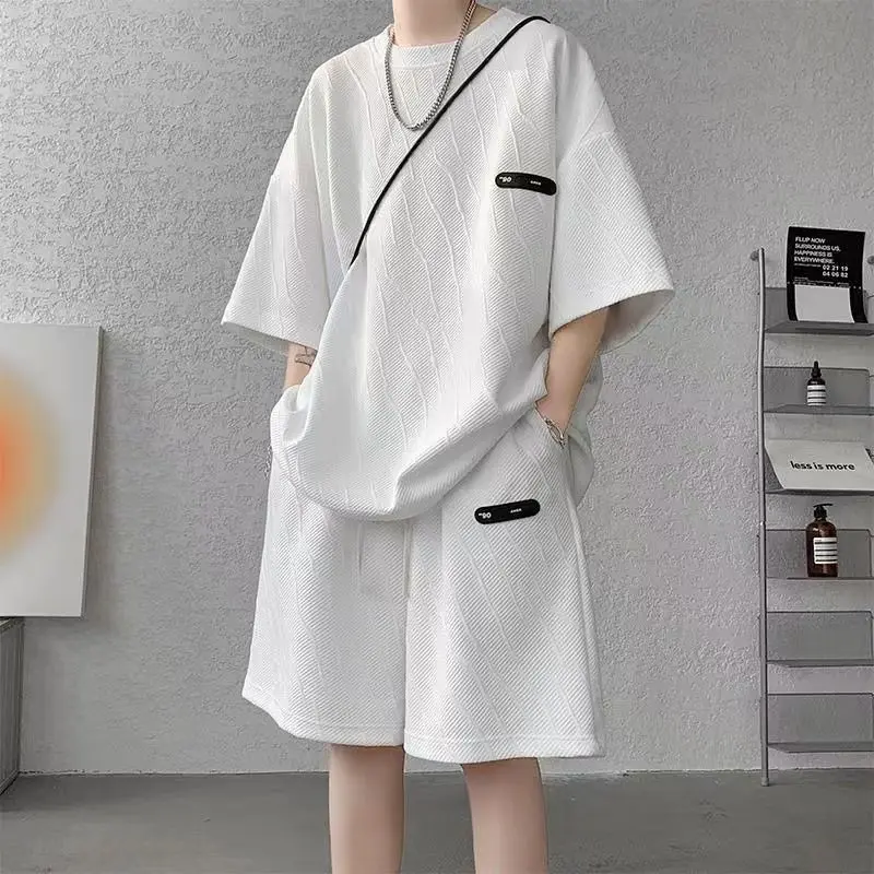 Bộ Đồ Thường Ngày Thời Trang Hợp Xu hướng Xu Hướng Mùa Hè, Áo Thun Nam Ngắn Tay, Quần Đùi Có Pu Shuai, Ngoại Cỡ, Bộ Đồ Nam, Hàng Mới Về 2023