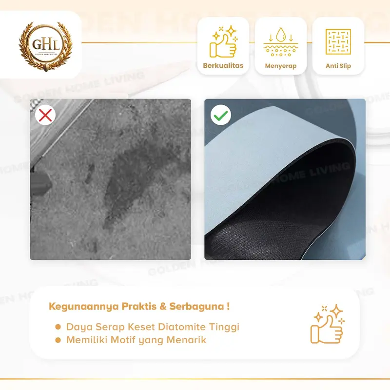 GHL - PAKET 3 PCS Keset Diatomite Anti Selip Menyerap Air 2